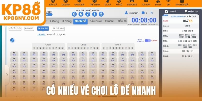 Có nhiều vé chơi lô đề nhanh
